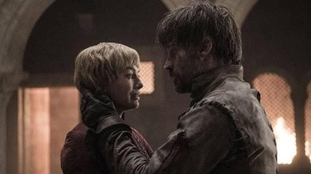 Jaime Lannister and his sister Cersei in a shot from Game of Thrones 8, episode 5.