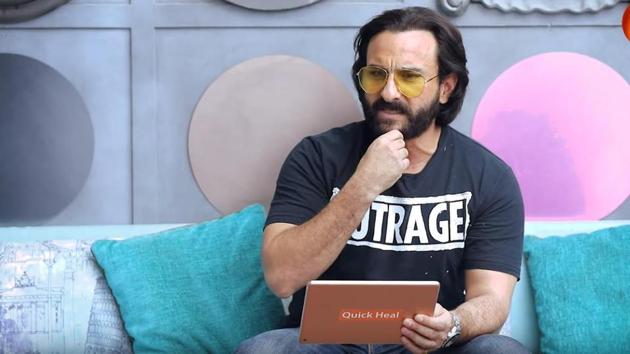 Saif Ali Khan on Arbaaz Khan’s show Pinch. Saif Ali Khan on Arbaaz Khan’s show Pinch.