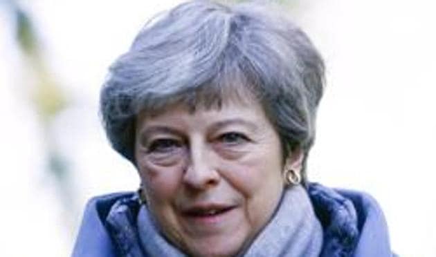 Britain's Prime Minister Theresa May arrives at church, near High Wycombe, Britain March 24, 2019.(REUTERS PHOTO)