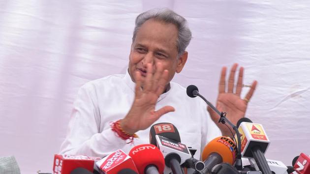 Rajasthan chief minister Ashok Gehlot interacts with media at his residence, in Jaipur on Monday 13 May 2019. (Prabhakar Sharma / HT Photo) Rajasthan chief minister Ashok Gehlot interacts with media at his residence, in Jaipur on Monday 13 May 2019. (Prabhakar Sharma / HT Photo)