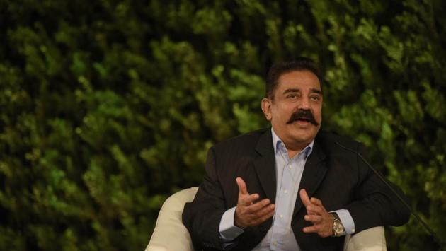 Actor-turned-politician Kamal Haasan’s Makkal Needhi Maiam (MNM) party has gone into a damage control mode as it tried to explain its boss’ comments on Mahatma Gandhi’s assassin Nathuram Ghodse. On Wednesday, MNM said Kamal Haasan was calling for “religious tolerance and co-existence”. (Biplov Bhuyan / HT Archive)