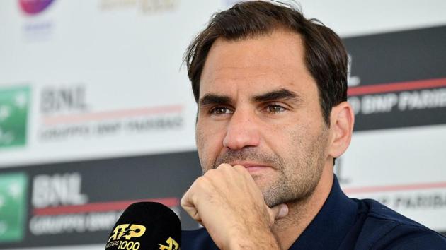 Switzerland's Roger Federer looks on during a press conference at the Italian Open tennis tournament, in Rome.(AP)