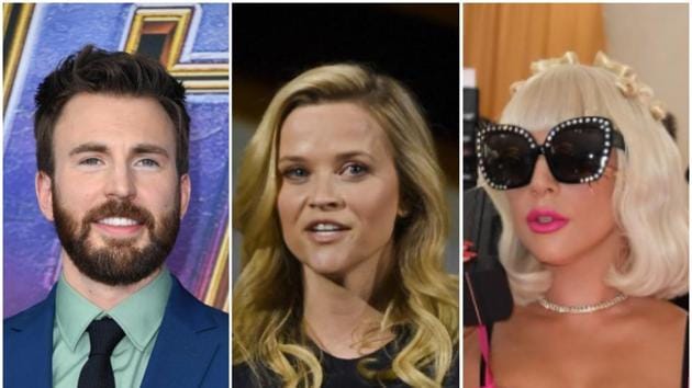 Chris Evans, Reese Witherspoon and Lady Gaga. Chris Evans, Reese Witherspoon and Lady Gaga.