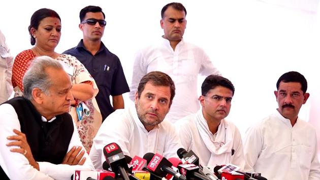 Congress president Rahul Gandhi on Thursday met the woman who was gang-raped in Rajasthan’s Alwar on April 26. He promised swift action against the culprits and said “justice will be done”. The Congress chief was accompanied by CM Ashok Gehlot, state Congress chief Sachin Pilot, AICC general secretary Avinash Pande and Alwar MP candidate Jitendra Singh. (ANI) Congress president Rahul Gandhi on Thursday met the woman who was gang-raped in Rajasthan’s Alwar on April 26. He promised swift action against the culprits and said “justice will be done”. The Congress chief was accompanied by CM Ashok Gehlot, state Congress chief Sachin Pilot, AICC general secretary Avinash Pande and Alwar MP candidate Jitendra Singh. (ANI)