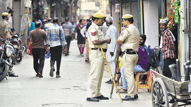 On Wednesday, the Basai Darapur village of Moti Nagar continued to remain tense as the Tyagi community announced that they would hold a ‘maha panchayat’ in the village on Thursday. (Biplov Bhuyan/HT PHOTO) On Wednesday, the Basai Darapur village of Moti Nagar continued to remain tense as the Tyagi community announced that they would hold a ‘maha panchayat’ in the village on Thursday. (Biplov Bhuyan/HT PHOTO)