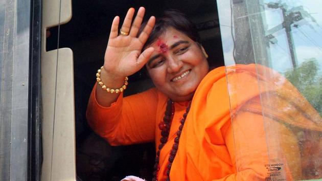 Sadhvi Pragya Singh Thakur, BJP candidate from Bhopal Lok Sabha constituency.(ANI photo)
