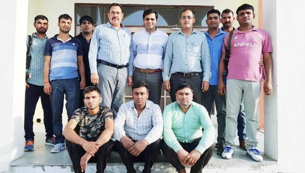 Currently the seven-member gang are facing charges under section 201 (destruction of evidence), 205 (false personation for purpose of act or proceeding in suit or prosecution), 34 (common intention), 420 (fraud), 464 (making a false document), 465 (forgery), 468 (forgery for purpose of cheating), and 471 (using forged document) of the Indian Penal Code at Civil Lines police station in Sonepat. (HT Photo) Currently the seven-member gang are facing charges under section 201 (destruction of evidence), 205 (false personation for purpose of act or proceeding in suit or prosecution), 34 (common intention), 420 (fraud), 464 (making a false document), 465 (forgery), 468 (forgery for purpose of cheating), and 471 (using forged document) of the Indian Penal Code at Civil Lines police station in Sonepat. (HT Photo)