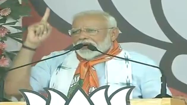 The Prime Minister also attacked the Congress-led government in Madhya Pradesh over its promises to waive farmers’ loans and provide electricity and pointed to the corrupt leaders of the grand old party, who he said, destroyed the central state. (Twitter/ BJP4India) The Prime Minister also attacked the Congress-led government in Madhya Pradesh over its promises to waive farmers’ loans and provide electricity and pointed to the corrupt leaders of the grand old party, who he said, destroyed the central state. (Twitter/ BJP4India)