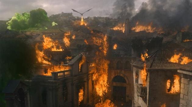 Drogon and Daenerys Targaryen torched the whole King’s Landing on Game of Thrones. Drogon and Daenerys Targaryen torched the whole King’s Landing on Game of Thrones.