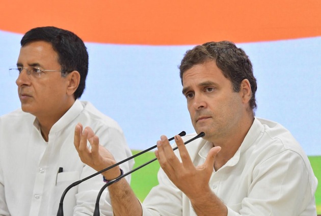 Rahul Gandhi, who held a parallel press conference at the time Modi and Shah were meeting reporters, repeatedly urged Modi to debate him on several issues. (RajkRaj/HT photo) Rahul Gandhi, who held a parallel press conference at the time Modi and Shah were meeting reporters, repeatedly urged Modi to debate him on several issues. (RajkRaj/HT photo)