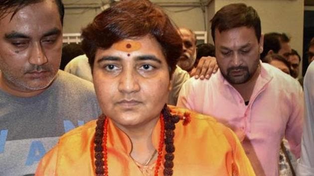 Pragya Thakur, who provoked national outrage by calling Mahatma Gandhi’s assassin Nathuram Godse a patriot, has apologised for her comments, the BJP’s Madhya Pradesh unit said after a barrage of criticism from political parties across the board.(PTI)