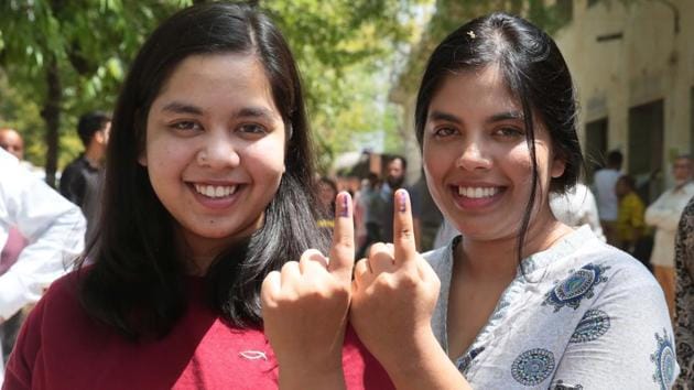 First time voters after casting their votes, Jaipur, 2019(HINDUSTAN TIMES)
