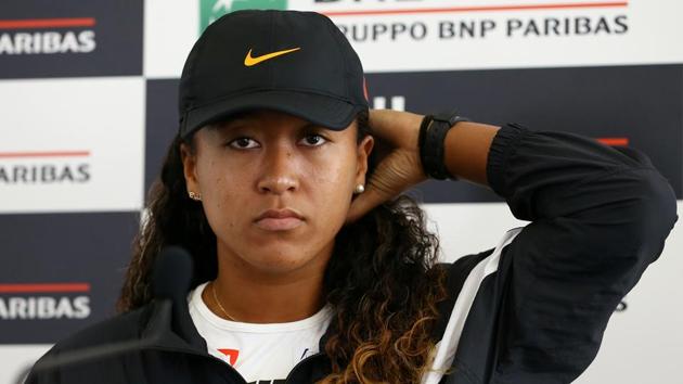 Japan's Naomi Osaka during a press conference after withdrawing from her quarter final match against Kiki Bertens of Netherlands due to injury(REUTERS)