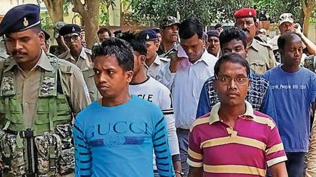 Convicted accused of Kochang gang rape incident coming out from a court in Khunti(HTPhoto)