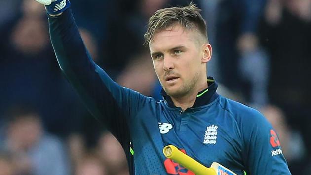 England's Jason Roy celebrates his century. (AFP) England's Jason Roy celebrates his century. (AFP)