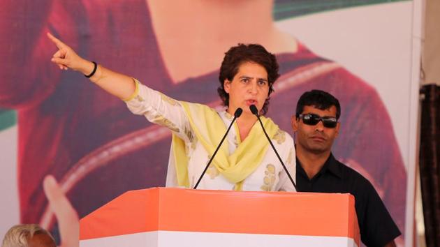 “It’s not enough to say that in your heart, you will not forgive them. You are a political leader, you have to state your political position,” Priyanka Gandhi said about PM Modi over the Godse remark by BJP Bhopal candidate Pragya Thakur. (Sanjeev Kumar / HT File)