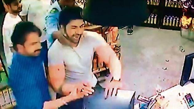 CCTV footage shows actor Aansh Arora vandalising a store inside a Vaishali mall.(GHAZIABAD POLICE)