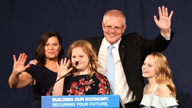 “I have always believed in miracles,” Prime Minister Scott Morrison told a jubilant Sydney crowd.(AFP photo)