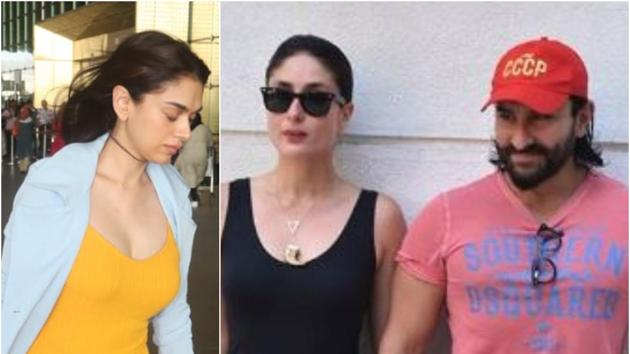 Aditi Rao Hydari at the airport, Saif Ali Khan and Kareena Kapoor outside a clinic. (Varinder Chawla) Aditi Rao Hydari at the airport, Saif Ali Khan and Kareena Kapoor outside a clinic. (Varinder Chawla)