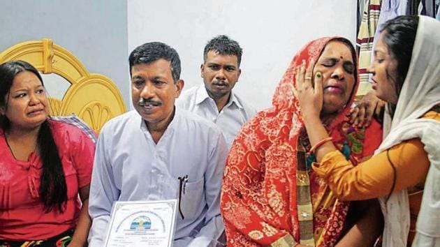 Family members of Ravi Thakur who died on May 17 while returning after scaling Mount Everest, at their residence, at Tara Nagar, in Sonipat, Haryana (HTPhotos) Family members of Ravi Thakur who died on May 17 while returning after scaling Mount Everest, at their residence, at Tara Nagar, in Sonipat, Haryana (HTPhotos)