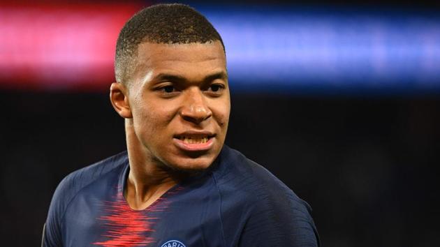 Paris Saint-Germain's French forward Kylian Mbappe reacts during the French L1 football match between Paris Saint-Germain (PSG) and Dijon at the Parc des Princes stadium in Paris on May 18, 2019(AFP)