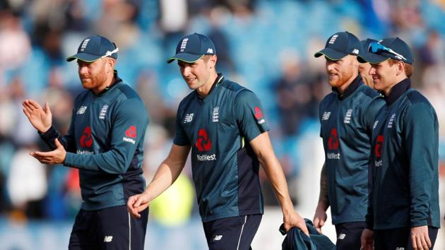 England's Chris Woakes celebrates winning the match with team mates as they walk off (Action Images via Reuters) England's Chris Woakes celebrates winning the match with team mates as they walk off (Action Images via Reuters)