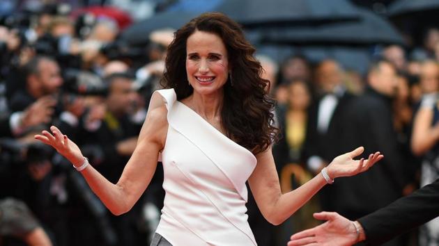 US actress Andie MacDowell arrives for the screening of the film The Best Years of a Life at the 72nd edition of the Cannes Film Festival.(AFP)