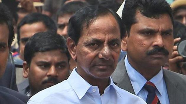 A little after exit polls projected an easy win for his party in Telangana and the ruling NDA in Delhi on Sunday evening, K Chandrasekhar Rao summoned his team of senior Telangana Rashtra Samithi, or TRS, leaders in state capital Hyderabad. (AP) A little after exit polls projected an easy win for his party in Telangana and the ruling NDA in Delhi on Sunday evening, K Chandrasekhar Rao summoned his team of senior Telangana Rashtra Samithi, or TRS, leaders in state capital Hyderabad. (AP)
