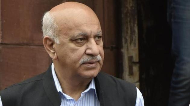Former Union minister M J Akbar’s cross-examination continued on Monday in the criminal defamation suit that he filed against journalist Priya Ramani.(Vipin Kumar/HT PHOTO)