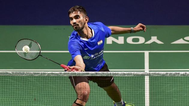 India's Srikanth Kidambi plays a shot against Chinese Huang Yuxiang.(PTI)