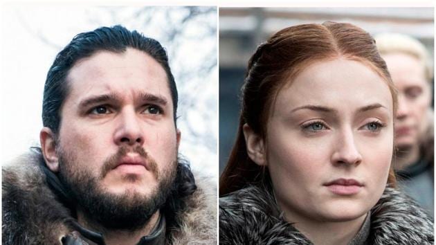 Kit Harington as Jon Snow, Sophie Turner as Sansa Stark in stills from Game of Thrones.