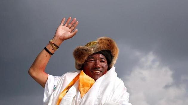 Kami Rita Sherpa bettered his own record of climbing the Everest for the 24th time.“This is historic. He made his record climb this morning, guiding a team of Indian police,” Mingma Sherpa of Seven Summit Treks said. (Navesh Chitrakar / REUTERS) Kami Rita Sherpa bettered his own record of climbing the Everest for the 24th time.“This is historic. He made his record climb this morning, guiding a team of Indian police,” Mingma Sherpa of Seven Summit Treks said. (Navesh Chitrakar / REUTERS)