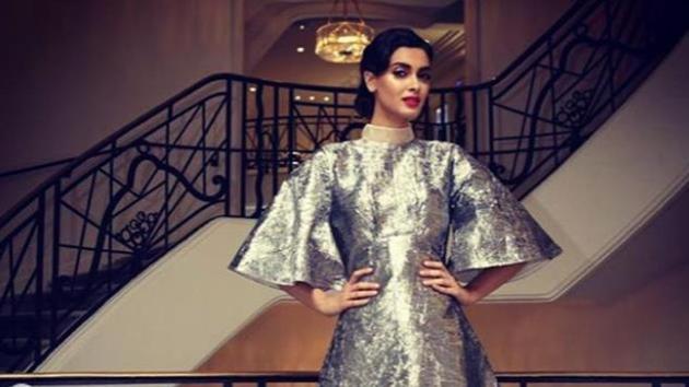 Diana poses in a stylish grey gown as she readies to leave Cannes after a stunning debut at the red carpet. (Diana Penty) Diana poses in a stylish grey gown as she readies to leave Cannes after a stunning debut at the red carpet. (Diana Penty)