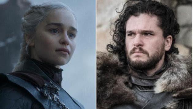 Kit Harington and Emilia Clarke in the series finale of Game of Thrones.