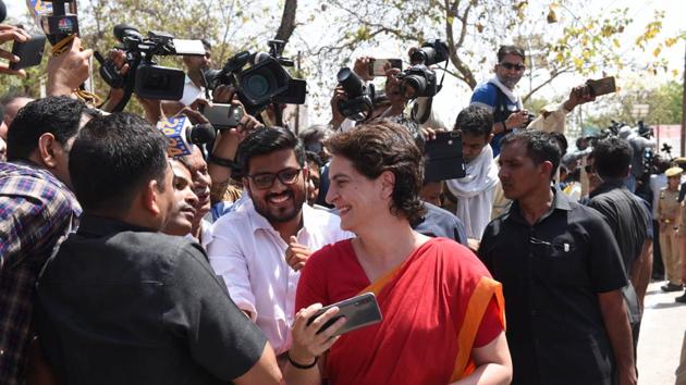 Congress general secretary for eastern Uttar Pradesh Priyanka Gandhi speaks to the media after Congress President Rahul Gandhi filed his nomination papers for the elections, in Amethi, Uttar Pradesh. The Congress President fought the elections from two Lok Sabha seats -- the other being Kerala’s Wayanad. Congress’ election campaign saw his sister Priyanka step to the forefront, campaigning vigorously  for the party. (Subhankar Chakraborty / HT Photo) 