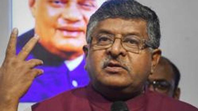 Ravi Shankar Prasad condemned opposition parties for questioning the credibility of Electronic Voting Machines.(PTI File Photo) Ravi Shankar Prasad condemned opposition parties for questioning the credibility of Electronic Voting Machines.(PTI File Photo)