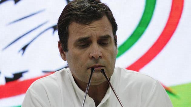 Congress President Rahul Gandhi speaks at a press conference after the declaration of Lok Sabha election results in New Delhi on Thursday.(ANI photo)