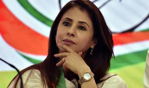New Delhi, India- March 27, 2019: Bollywood actor Urmila Matondkar seen during a press conference after joining the Congress party, at AICC, in New Delhi, India, on Wednesday, March 27, 2019.(Sonu Mehta/HT PHOTO)