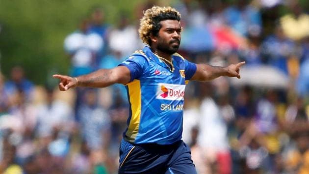 Sri Lanka's Lasith Malinga celebrates after taking the wicket of England's Liam Dawson.(REUTERS)