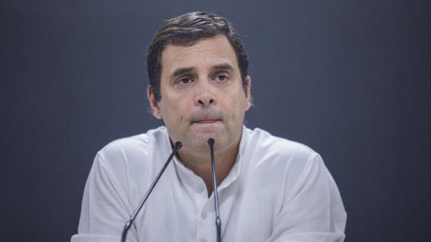 Rahul Gandhi, Congress chief, pauses during a news conference at the party's headquarters in New Delhi, India.(Bloomberg photo) Rahul Gandhi, Congress chief, pauses during a news conference at the party's headquarters in New Delhi, India.(Bloomberg photo)
