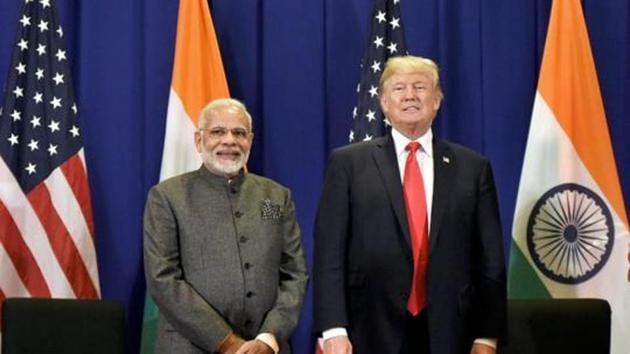 Prime Minister Narendra Modi with US president Donald Trump.(PTI)