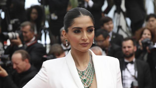 Sonam Kapoor poses for photographers upon arrival at the premiere of the film Once Upon a Time in Hollywood at the 72nd international film festival, Cannes, southern France, Tuesday, May 21.(Vianney Le Caer/Invision/AP)