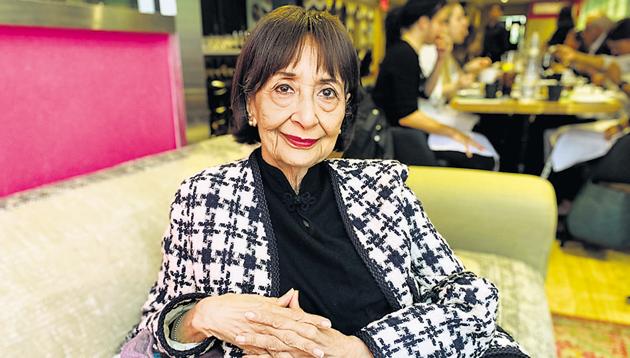 Actor-author Madhur Jaffrey at the New York restaurant Saar.(Photo by Aseem Chhabra)