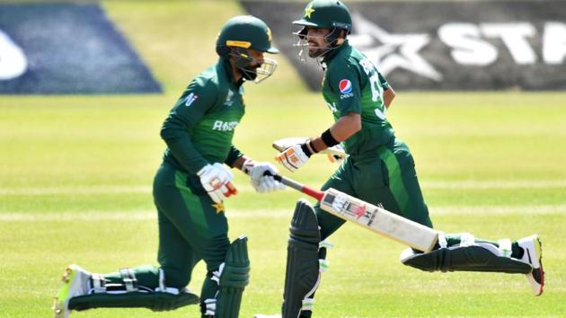 Pakistan's Mohammad Hafeez (L) and Pakistan's Babar Azam run between wickets, (AFP) Pakistan's Mohammad Hafeez (L) and Pakistan's Babar Azam run between wickets, (AFP)