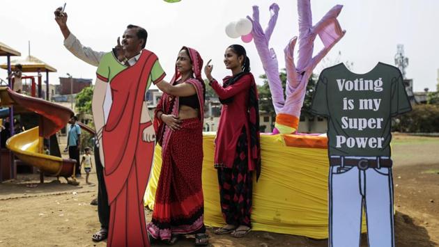 Voters take a selfie after casting their votes in Mumbai. Stagnant farm incomes, the double-whammy of demonetisation and GST and alarming figures on joblessness were issues pitched against a narrative of nationalism, populist measures and the need for India to respond to threats that may rise from beyond its borders. (Dhiraj Singh / Bloomberg) Voters take a selfie after casting their votes in Mumbai. Stagnant farm incomes, the double-whammy of demonetisation and GST and alarming figures on joblessness were issues pitched against a narrative of nationalism, populist measures and the need for India to respond to threats that may rise from beyond its borders. (Dhiraj Singh / Bloomberg)
