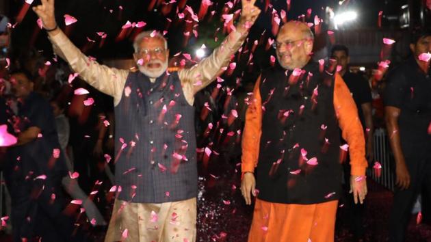 Prime minister Narendra Modi along with BJP chief Amit Shah(ANI photo) Prime minister Narendra Modi along with BJP chief Amit Shah(ANI photo)