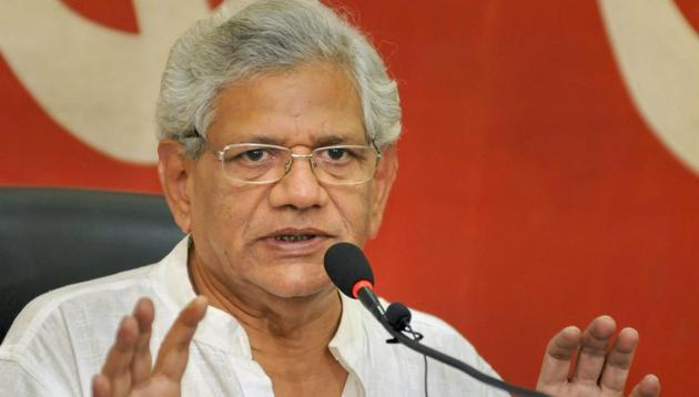 CPI (M) general secretary Sitaram Yechury, who was re-elected last year with the hope of reviving the party, took responsibility for the defeat and talked about introspection.(PTI)