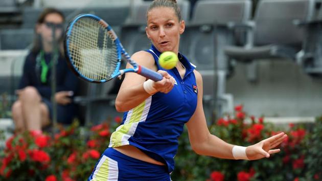 Czech Republic's Karolina Pliskova returns a forehand to Britain's Johanna Konta. (AFP) Czech Republic's Karolina Pliskova returns a forehand to Britain's Johanna Konta. (AFP)