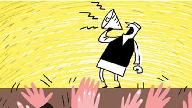 Every political party has them, but some have more claques than others because they can afford to pay more for the rent-a-crowd audiences their leaders need to feel encouraged and emboldened by.(Illustration by Sudhir Shetty/HT)