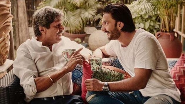 Ranveer Singh with Kapil Dev at his residence in Delhi.(Instagram)